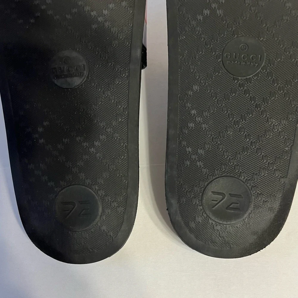 Gucci WEB RUBBER Slides‎ IN BLACK Blue / Red & White Sandals men’s UK size 6